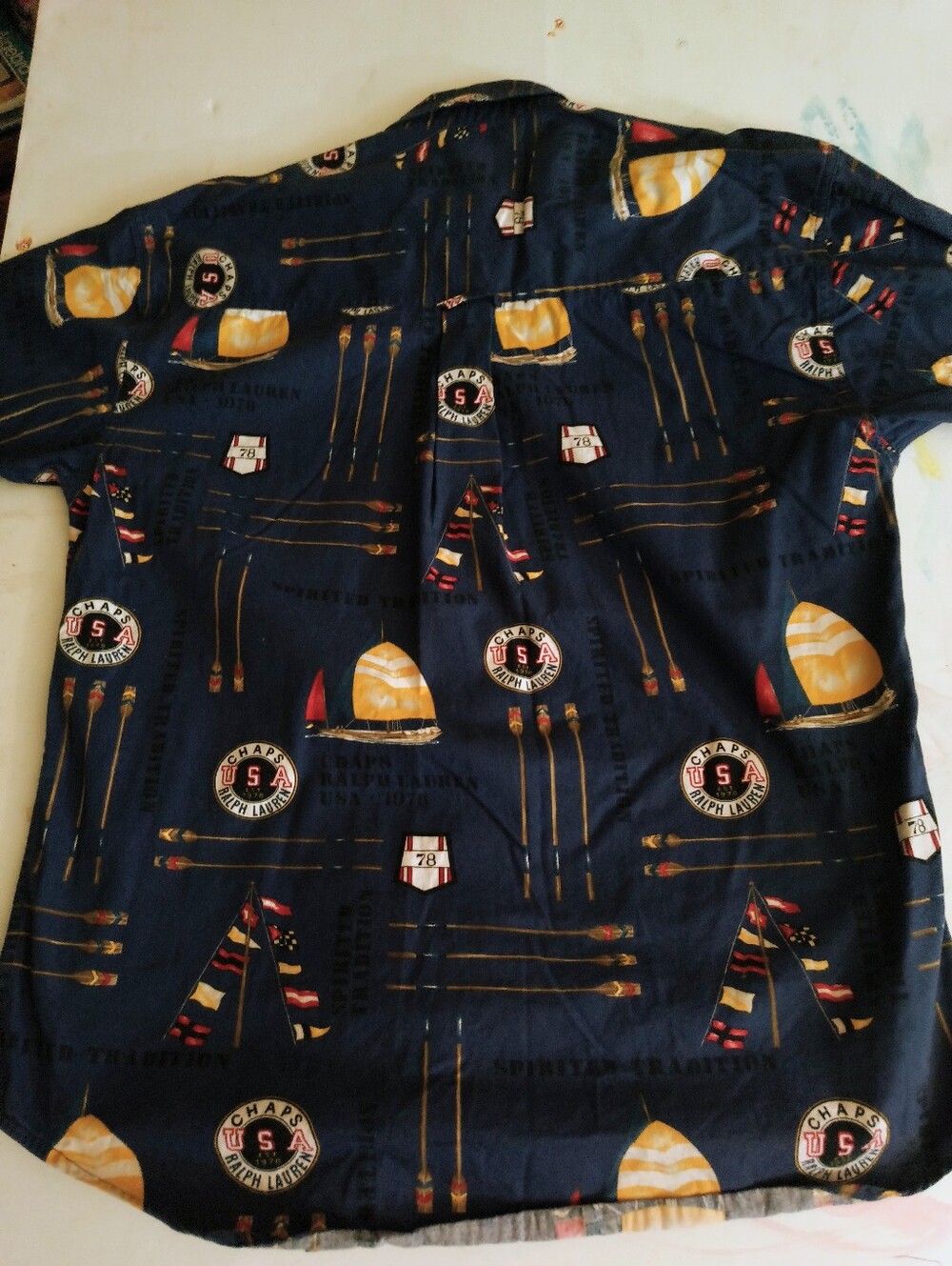 90s Chaps Ralph Lauren Nautical Print Button Down Shirt Medium - Picture 2 of 7